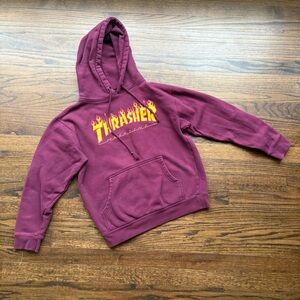 Thrasher Flame Logo Hoodie in Burgundy Small